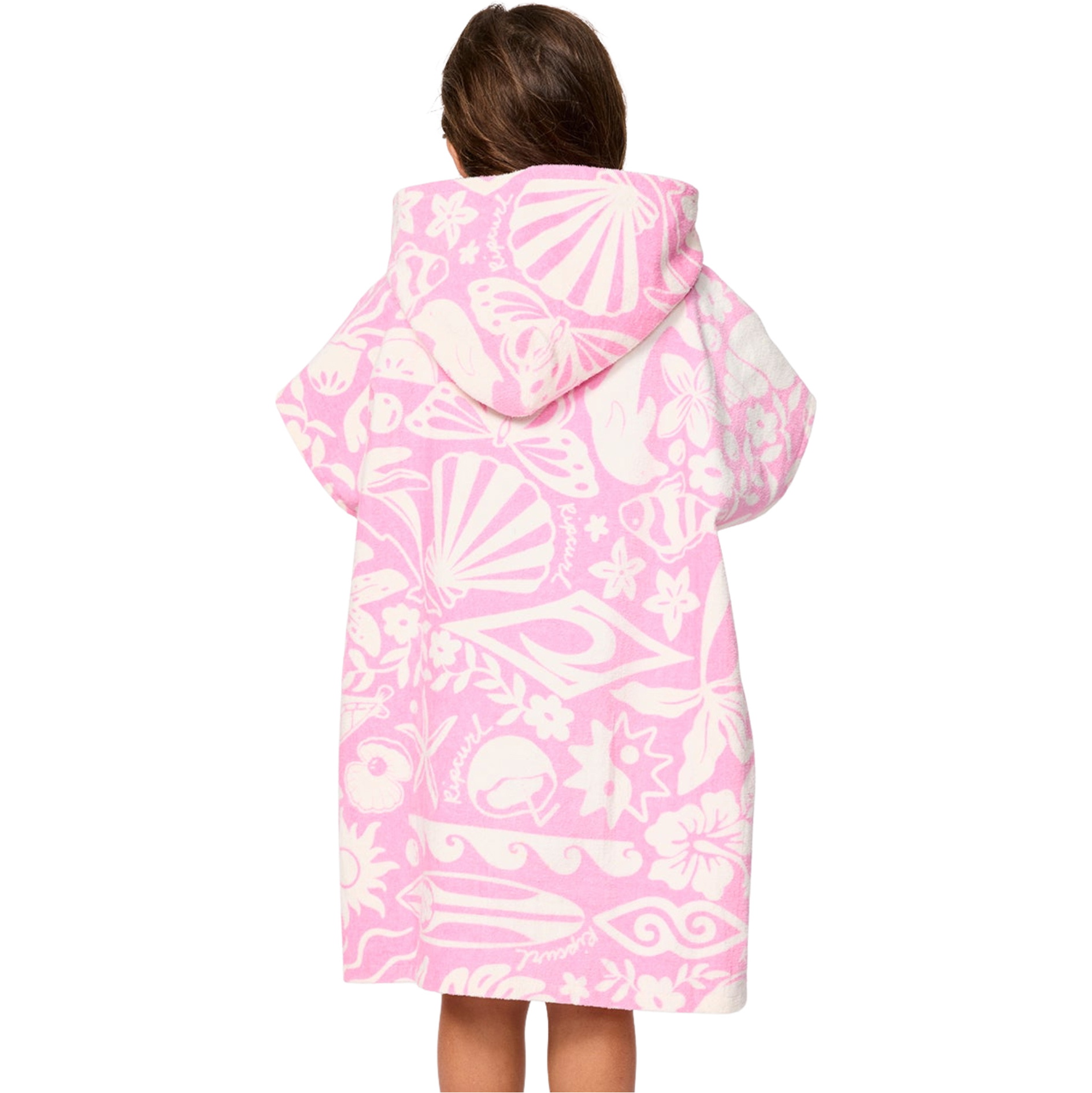 2026 Rip Curl Girls Mixed Snap Cotton Hooded Poncho Towel 00AJTO - Pink